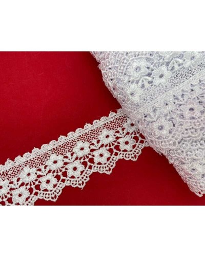 Passamaneria Pizzo Macramè Merletto Lucido Fiorellino Punta Smerlato Alto 55 Mm