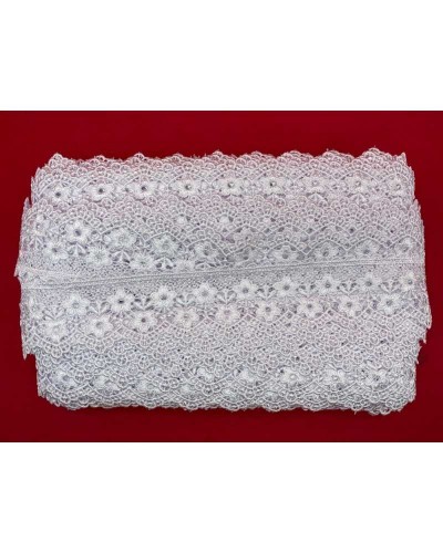 Passamaneria Pizzo Macramè Merletto Lucido Fiorellino Punta Smerlato Alto 55 Mm