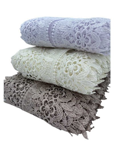 Passamaneria Pizzo Macramè Merletto Lucido Fiore Arco Punta Smerlato Alto 8 Cm