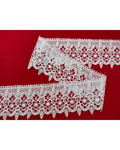 Passamaneria Pizzo Macramè Merletto Lucido Fiore Arco Punta Smerlato Alto 8 Cm