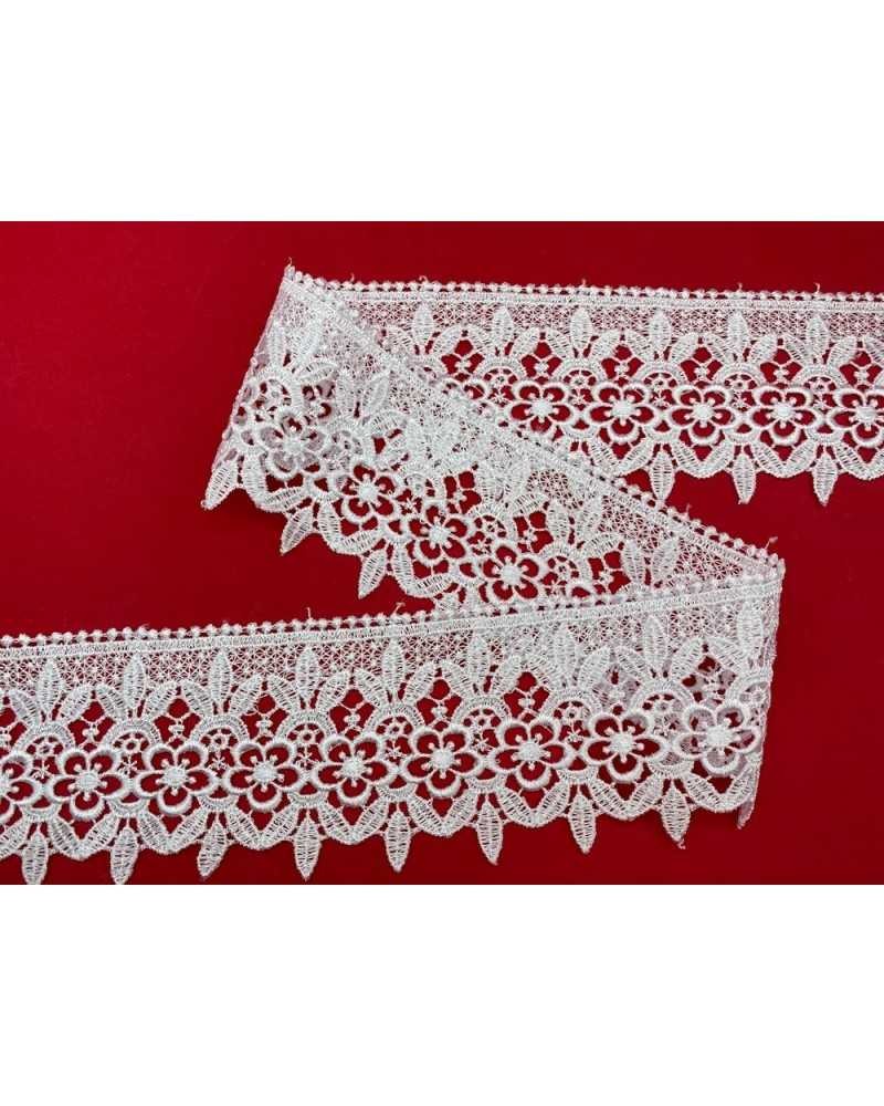 Passamaneria Pizzo Macramè Merletto Lucido Fiore Arco Punta Smerlato Alto 8 Cm