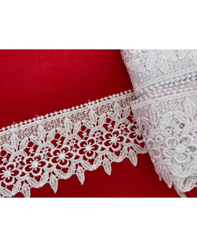 Passamaneria Pizzo Macramè Merletto Lucido Fiore Arco Punta Smerlato Alto 8 Cm