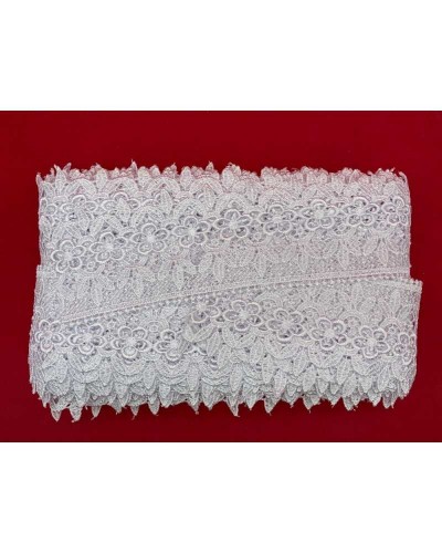 Passamaneria Pizzo Macramè Merletto Lucido Fiore Arco Punta Smerlato Alto 8 Cm