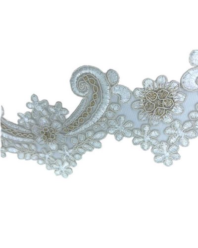 50 Cm Passamaneria Macramè Pizzo Bordo Smerlato Ritagliabile Bianco Latte Oro Lurex Alto 8 Cm
