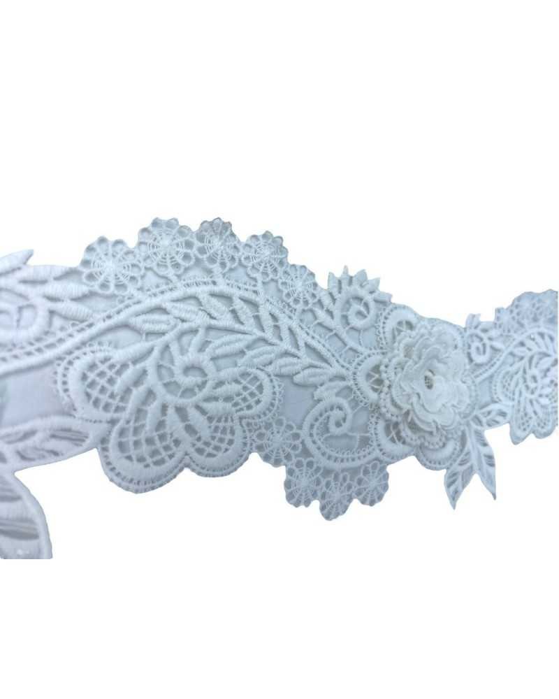50 Cm Passamaneria Pizzo Macramè Smerlato Ricamo Fiore Rialzato Alto 9 Cm