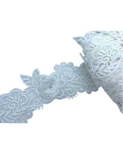 50 Cm Passamaneria Pizzo Macramè Smerlato Ricamo Fiore Rialzato Alto 9 Cm