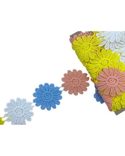 Passamaneria Pizzo Macramè Merletto Fiore Ritagliabile Alto 45 Mm