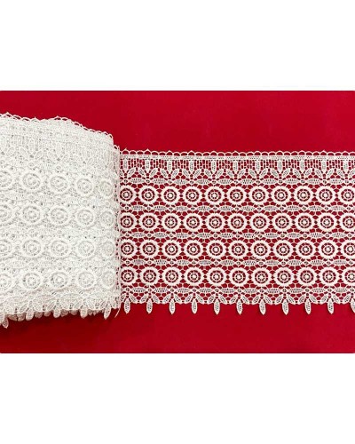 Passamaneria Pizzo Macramè Bianco Disegno Multi Fiore Archi Smerlato Alto 20 Cm
