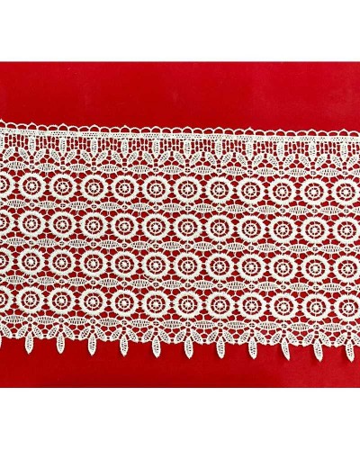 Passamaneria Pizzo Macramè Bianco Disegno Multi Fiore Archi Smerlato Alto 20 Cm