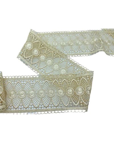 Passamaneria Merletto Macramè Ecrù Ricamo Cerchio Filo Lucido Tramezzo Alto Cm 10