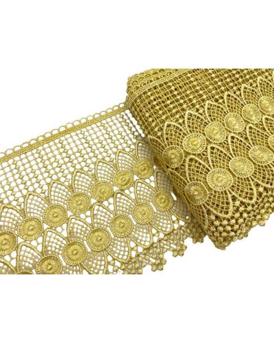 Passamaneria Macramè Ricamo Doppio Cerchio Pizzo Giallo Oro Alto 19 Cm
