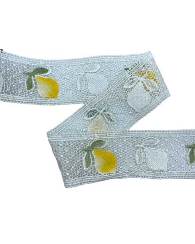 Passamaneria Merletto Macramè Tramezzo Bordo Bianco Latte Limone Giallo Alto Cm 7