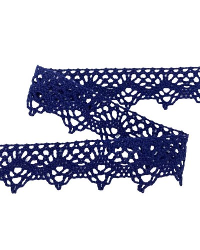 Passamaneria Merletto punta cotone tombolo barmen blu alto cm 3