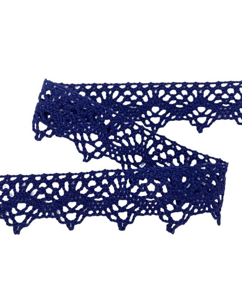 Passamaneria Merletto punta cotone tombolo barmen blu alto cm 3