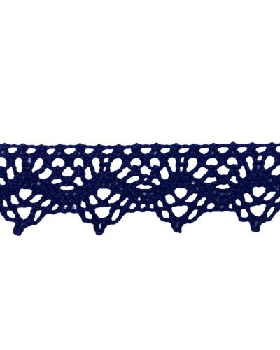 Passamaneria Merletto punta cotone tombolo barmen blu alto cm 3