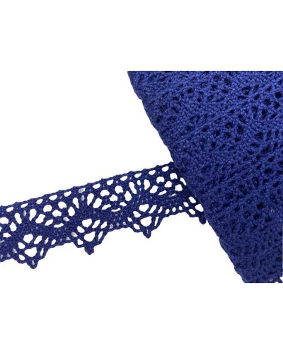 Passamaneria Merletto punta cotone tombolo barmen blu alto cm 3