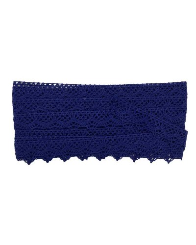 Passamaneria Merletto punta cotone tombolo barmen blu alto cm 3