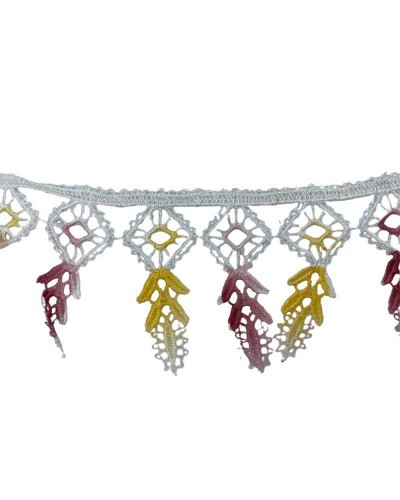 Passamaneria Merletto Pizzo Macramè Puntina Giallo Rosa AnticoAlto 6 Cm