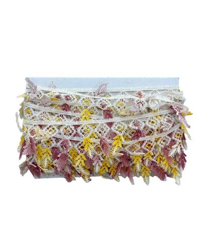 Passamaneria Merletto Pizzo Macramè Puntina Giallo Rosa AnticoAlto 6 Cm