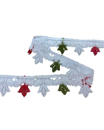 Passamaneria Merletto Pizzo Macramè Puntina Fiore Verde Corallo Alto 3 Cm