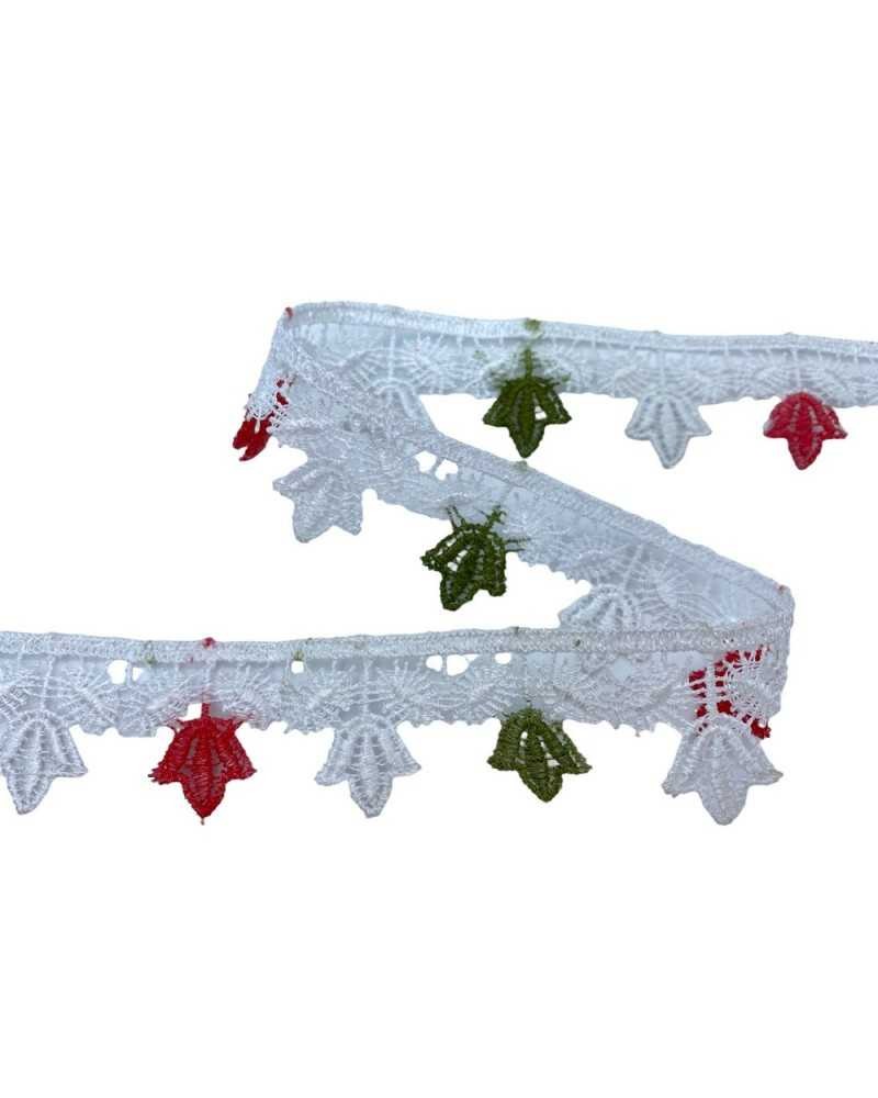 Passamaneria Merletto Pizzo Macramè Puntina Fiore Verde Corallo Alto 3 Cm