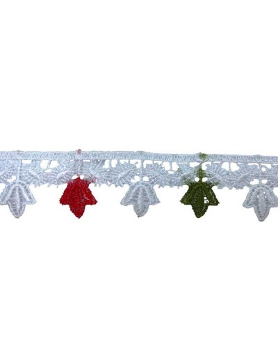 Passamaneria Merletto Pizzo Macramè Puntina Fiore Verde Corallo Alto 3 Cm
