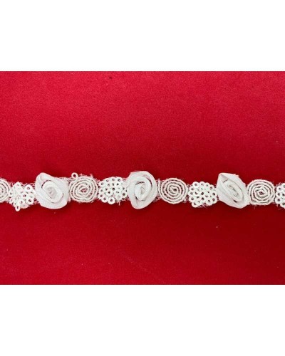 50 Cm Passamaneria Profilo Fiorellini Ritagliabili Paillettes Bianco Alto 15 Mm