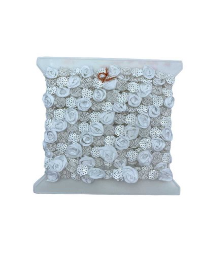 50 Cm Passamaneria Profilo Fiorellini Ritagliabili Paillettes Bianco Alto 15 Mm