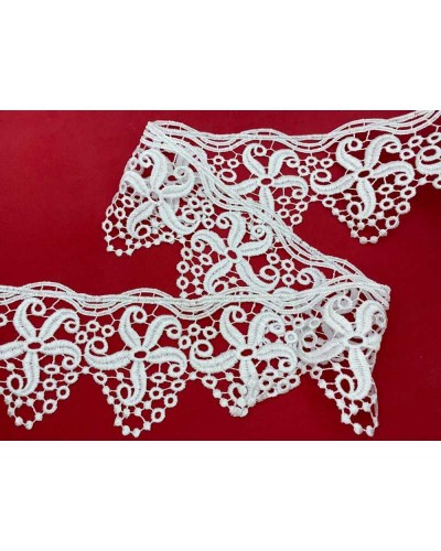 Passamaneria Pizzo Macramè Bianco Punta Stella Fiore Alto 11 Cm
