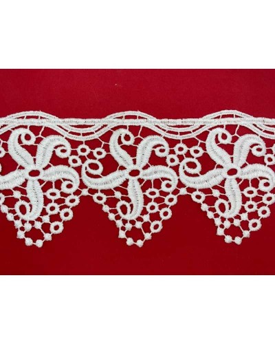 Passamaneria Pizzo Macramè Bianco Punta Stella Fiore Alto 11 Cm