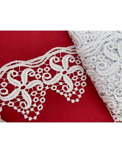 Passamaneria Pizzo Macramè Bianco Punta Stella Fiore Alto 11 Cm
