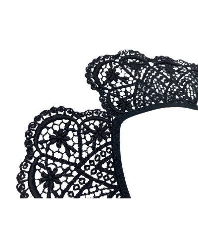 Applicazione Colletto Smerlato Donna Macramè Ricamo Ghirigoro Foglia Nero