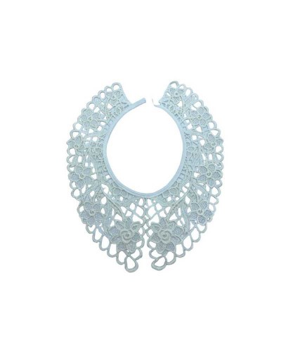 Applicazione Colletto Smerlato Donna Macramè Ricamo Fiore Bianco Latte