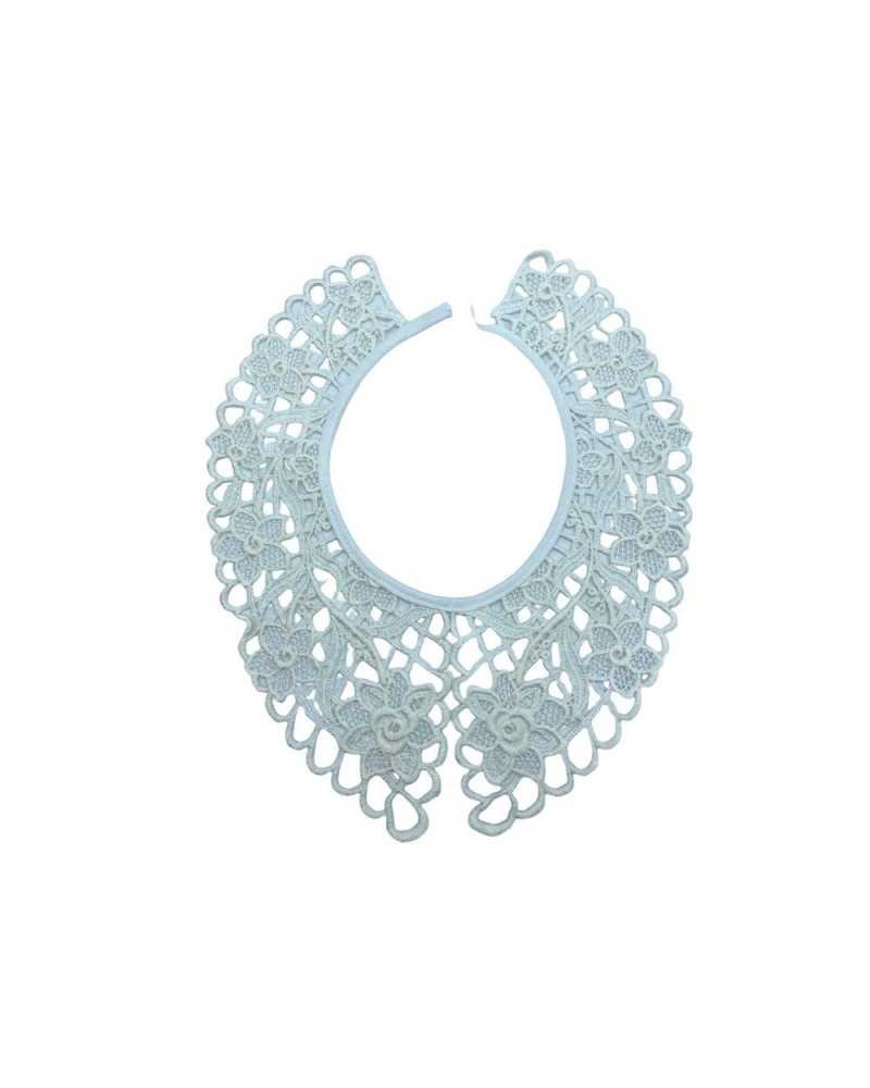 Applicazione Colletto Smerlato Donna Macramè Ricamo Fiore Bianco Latte