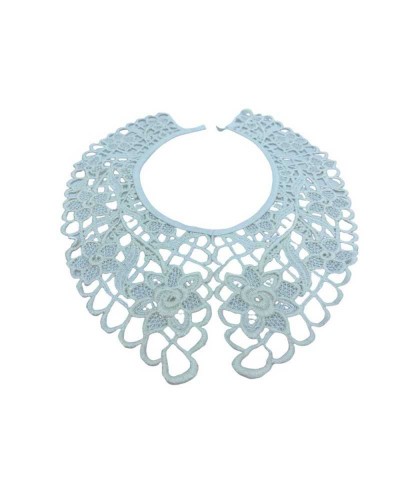 Applicazione Colletto Smerlato Donna Macramè Ricamo Fiore Bianco Latte