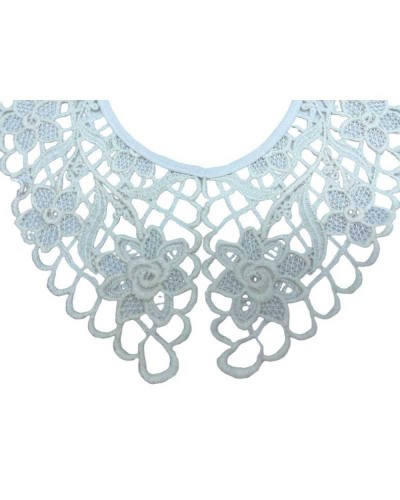 Applicazione Colletto Smerlato Donna Macramè Ricamo Fiore Bianco Latte