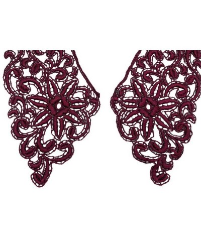Applicazione Colletto Smerlato Donna Macramè DX SX Ricamo Fiore Ghirigoro Bordeaux