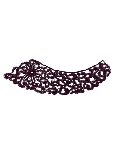 Applicazione Colletto Smerlato Donna Macramè DX SX Ricamo Fiore Ghirigoro Bordeaux