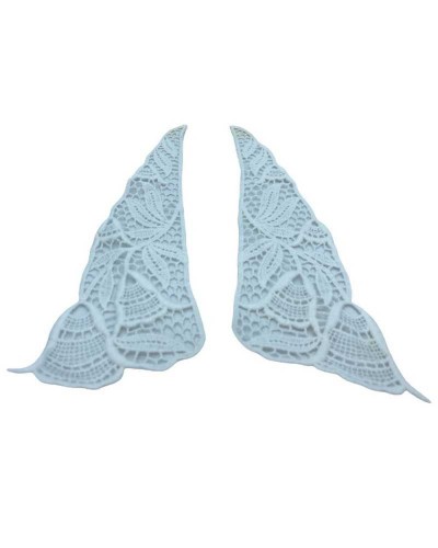 Applicazione Colletto Smerlato Donna Macramè DX SX Ricamo Fiore Ghirigoro Bianco Latte