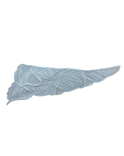 Applicazione Colletto Smerlato Donna Macramè DX SX Ricamo Fiore Ghirigoro Bianco Latte