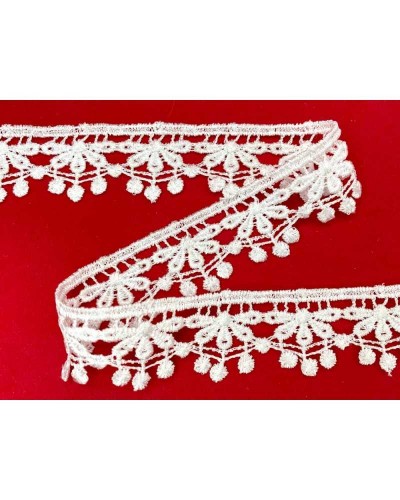 Passamaneria Pizzo Punta Merletto Macramè Fiore Cerchio Bianco Smerlo Alto 3 Cm