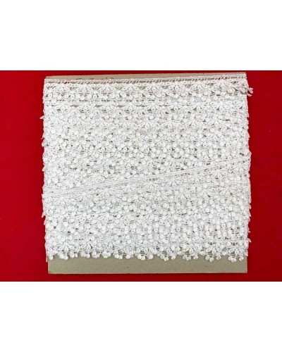 Passamaneria Pizzo Punta Merletto Macramè Fiore Cerchio Bianco Smerlo Alto 3 Cm