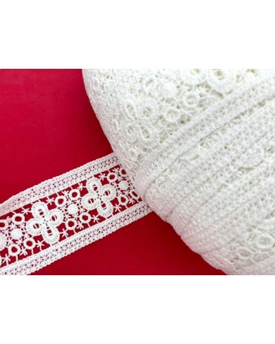 Passamaneria Merletto Macramè Pizzo Bordo Cotone Bianco Ricamo Croce Tramezzo Alto Cm 6,5
