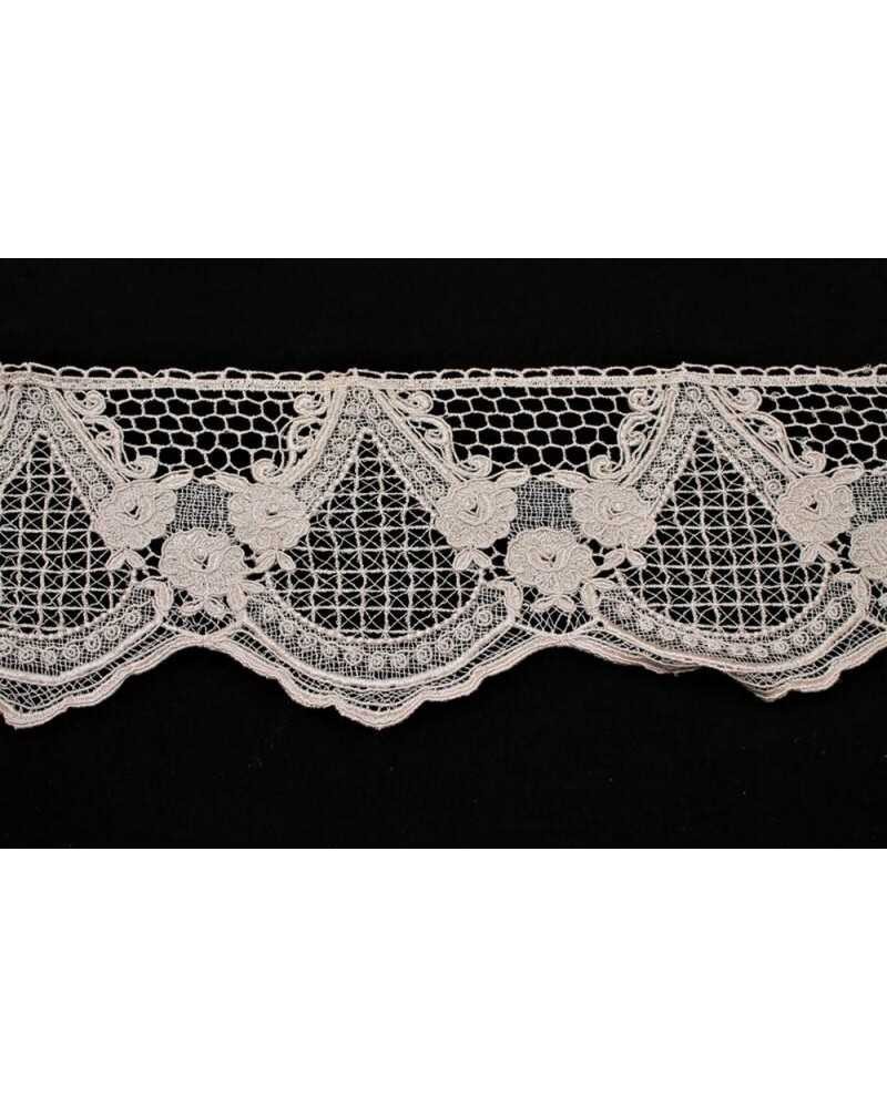 50 Cm Passamaneria Pizzo Tulle Merletto Ricamo Fiore Corona Ghirigoro Rebrodè Rete Smerlato Alto 20 Cm