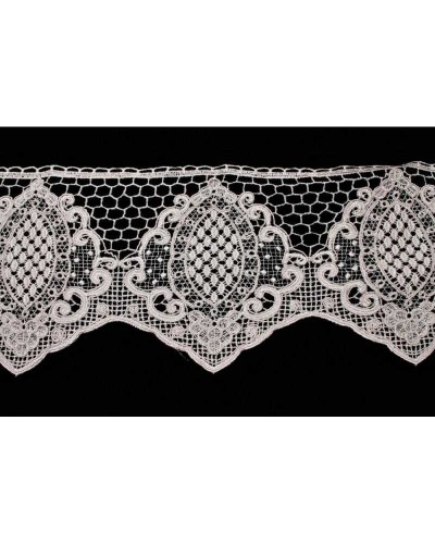 50 Cm Passamaneria Pizzo Tulle Merletto Ricamo Rosone Stemma Ghirigoro Rebrodè Rete Smerlato Alto 20 Cm