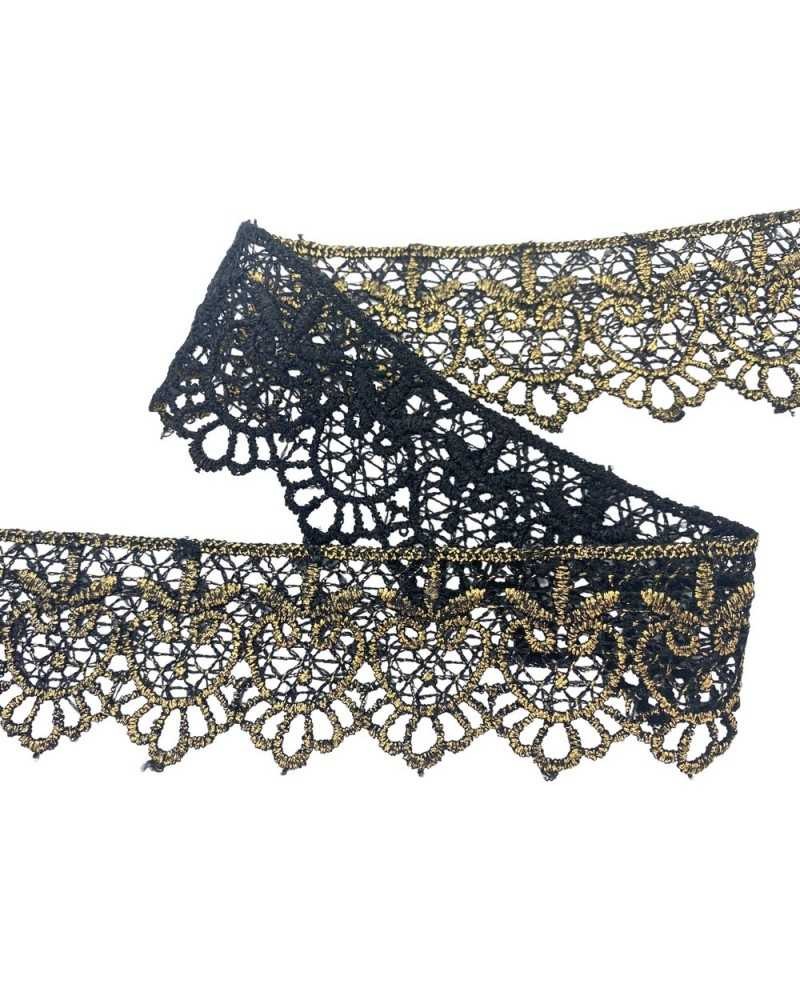 Passamaneria Macramè Pizzo Smerlato Metallizzato Lurex Alto 4 Cm