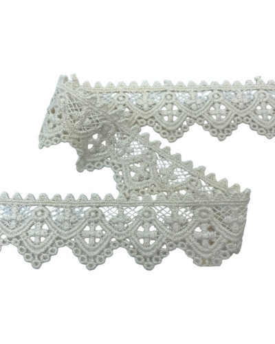 Passamaneria Cotone Macramè Pizzo Merletto Religioso Croce Smerlato 4 cm Panna Naturale