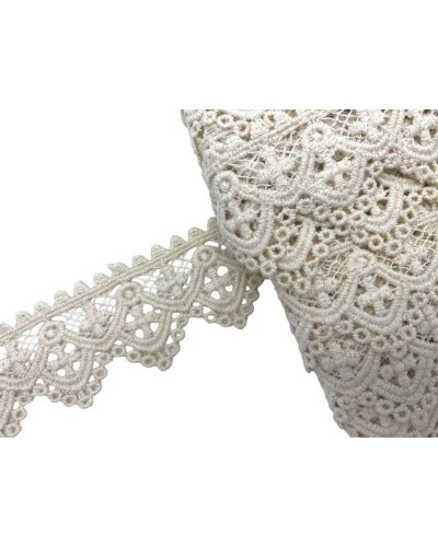 Passamaneria Cotone Macramè Pizzo Merletto Religioso Croce Smerlato 4 cm Panna Naturale