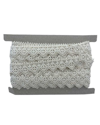 Passamaneria Cotone Macramè Pizzo Merletto Religioso Croce Smerlato 4 cm Panna Naturale