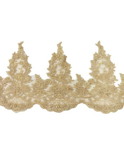 50 Cm Passamaneria Pizzo Rebrodè Ecrù Tulle Ricamato Alto 30 Cm